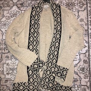 Lucky Brand Cream and Black Cardigan Sweater